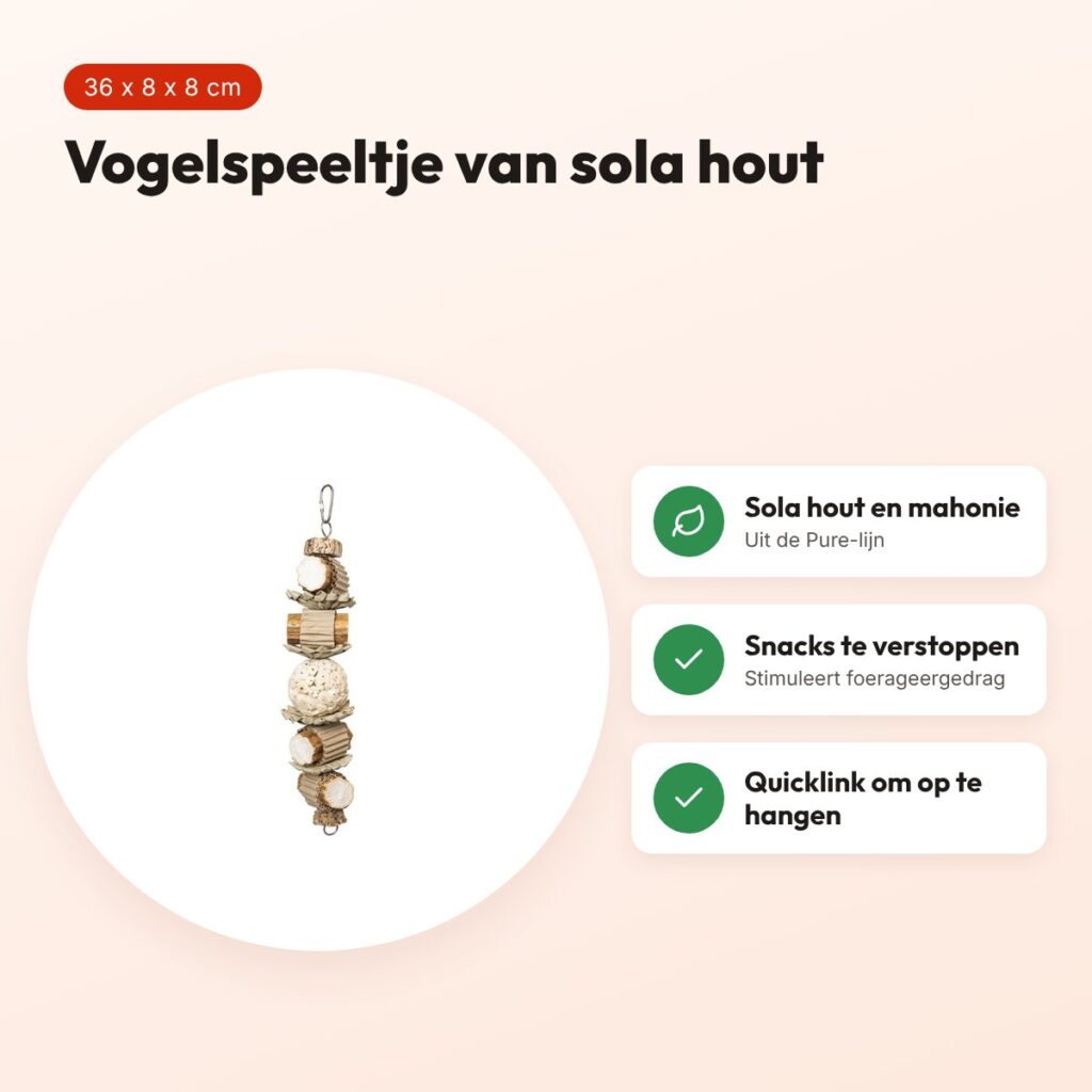 Back Zoo Nature vogelspeeltje Soft Wood Stacker 36 x 8 x 8 cm – sola hout – voordelen