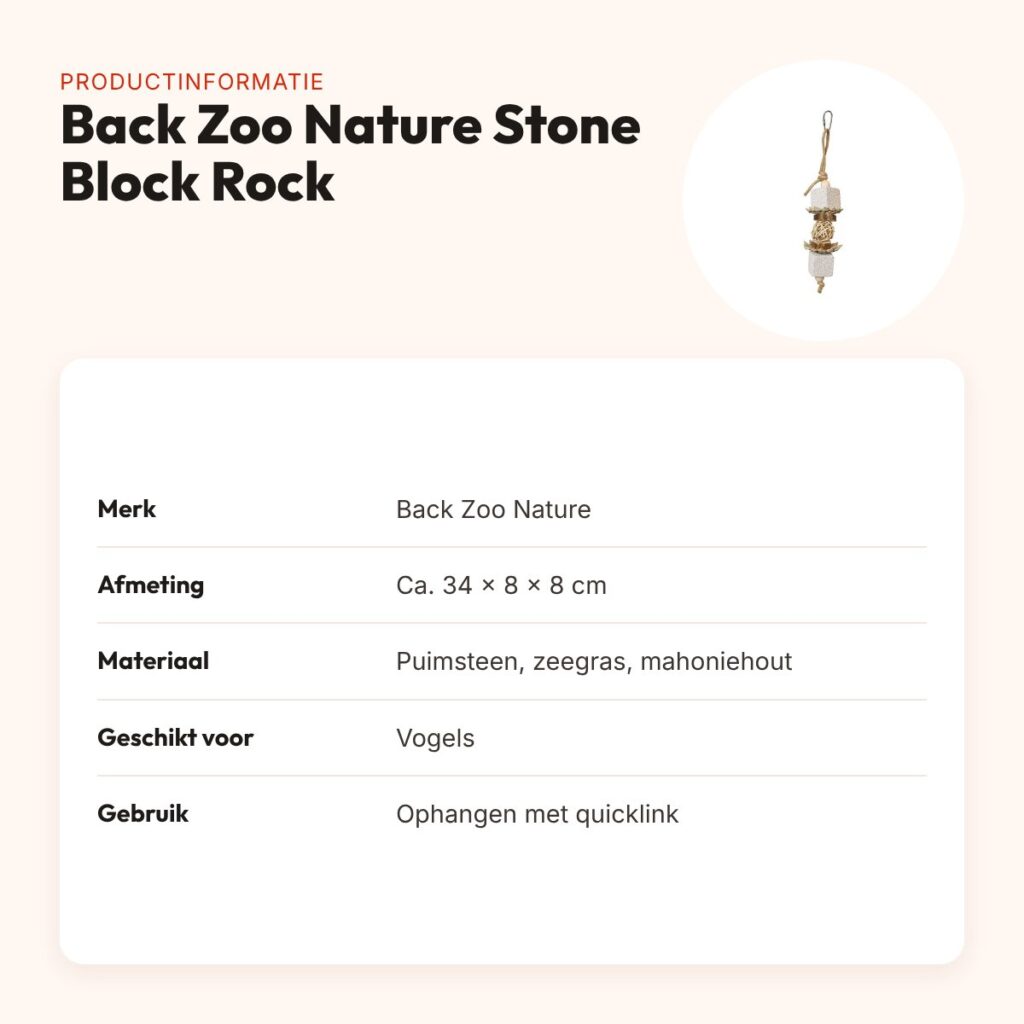 Back Zoo Nature vogelspeeltje Stone Block Rock 34 x 8 x 8 cm – puimsteen – productinformatie