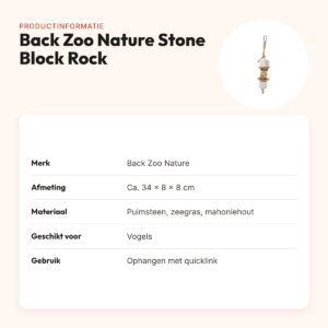 Back Zoo Nature vogelspeeltje Stone Block Rock 34 x 8 x 8 cm – puimsteen – productinformatie