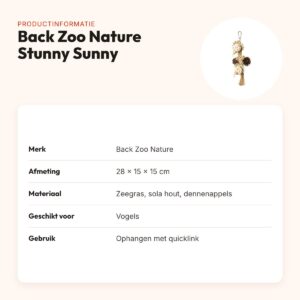 Back Zoo Nature vogelspeeltje Stunny Sunny 28 x 15 x 15 cm – zeegras – productinformatie