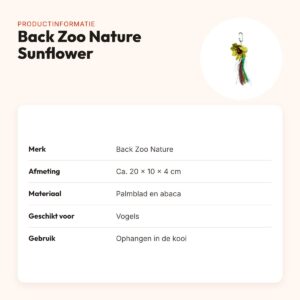 Back Zoo Nature vogelspeeltje Sunflower (zonnebloem) 20 x 10 x 4 cm – productinformatie