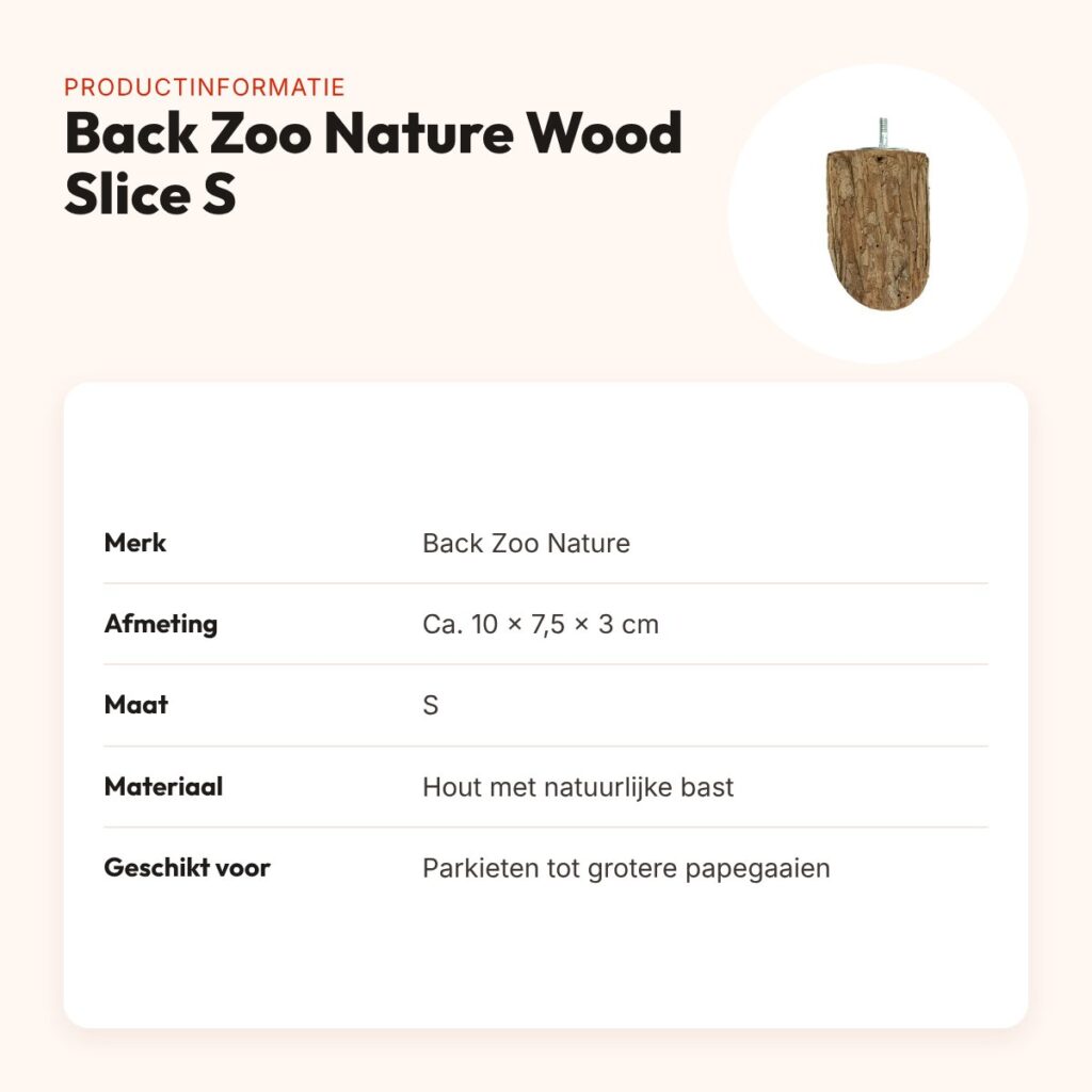 Back Zoo Nature Wood Slice Perch S 10 x 7,5 x 3 cm – houten zitstok – productinformatie