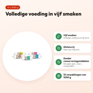 Barfmenu compleet hondenvoer 10 x 1000 g – 5 smaken, glutenvrij – voordelen