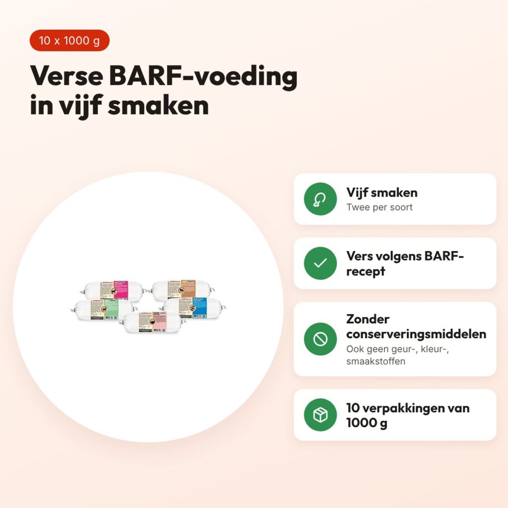 Barfmenu Deluxe Premium hondenvoer 10 x 1000 g – 5 smaken, glutenvrij – voordelen