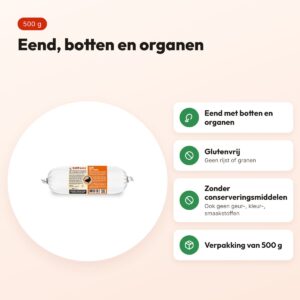 Barfmenu eend hondenvoer 500 g – glutenvrij – voordelen