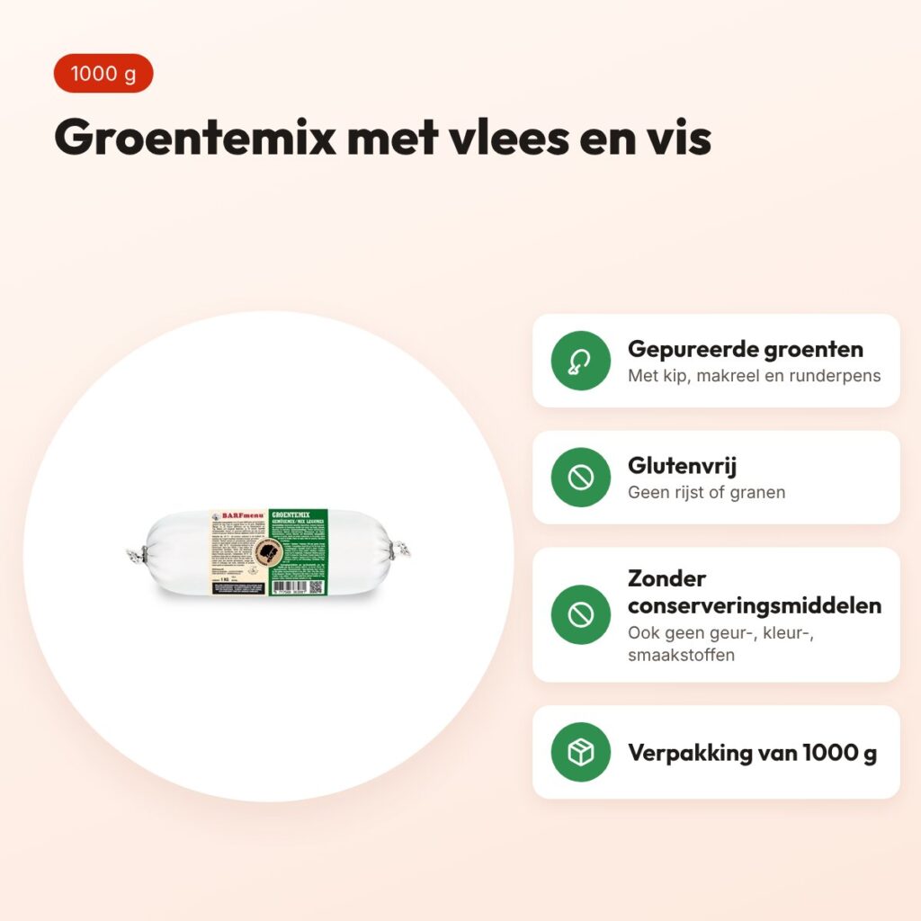 Barfmenu groentemix hondenvoer 1000 g – glutenvrij, los of als aanvulling – voordelen