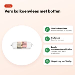 Barfmenu kalkoen hondenvoer 1000 g – glutenvrij – voordelen