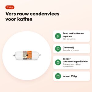 Barfmenu kattenvoer eend 250 g – glutenvrij, vers rauw vlees – voordelen