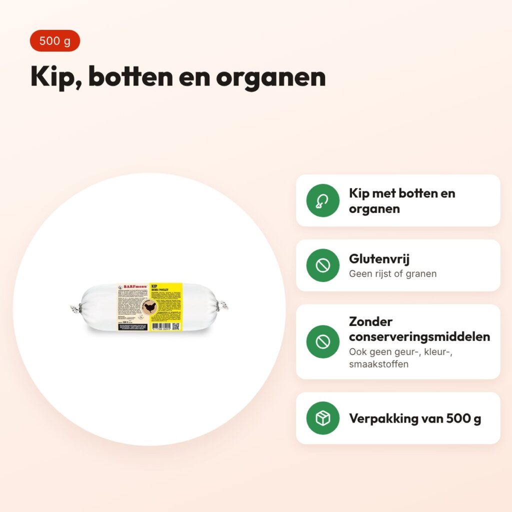 Barfmenu kip hondenvoer 500 g – glutenvrij – voordelen