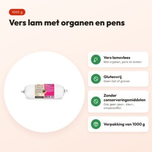 Barfmenu lam premium hondenvoer 1000 g – glutenvrij – voordelen