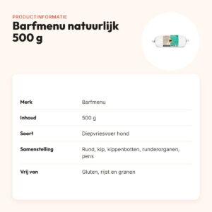 Barfmenu natuurlijk hondenvoer 500 g – glutenvrij – productinformatie
