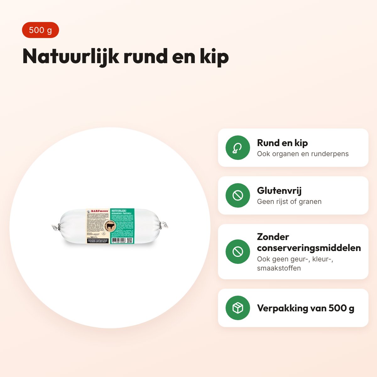 Barfmenu natuurlijk hondenvoer 500 g – glutenvrij – voordelen