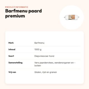 Barfmenu paard premium hondenvoer 1000 g – glutenvrij – productinformatie