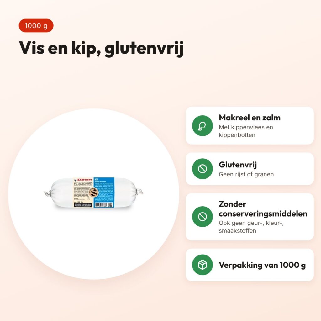 Barfmenu vis hondenvoer 1000 g – glutenvrij – voordelen