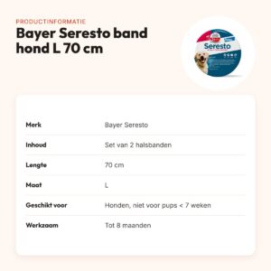 Bayer Seresto teken- en vlooienband hond L 70 cm – set van 2 halsbanden – productinformatie