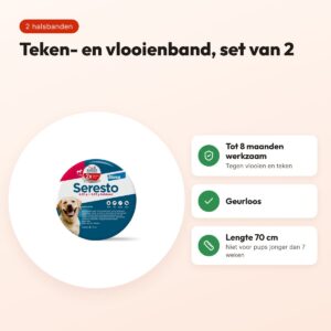 Bayer Seresto teken- en vlooienband hond L 70 cm – set van 2 halsbanden – voordelen