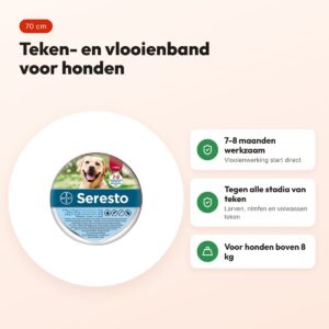 Bayer Seresto teken- en vlooienband hond L 70 cm – voor honden boven 8 kg – voordelen