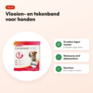 Beaphar Canishield vlooien- en tekenband hond klein/middel 48 cm – zwart – voordelen