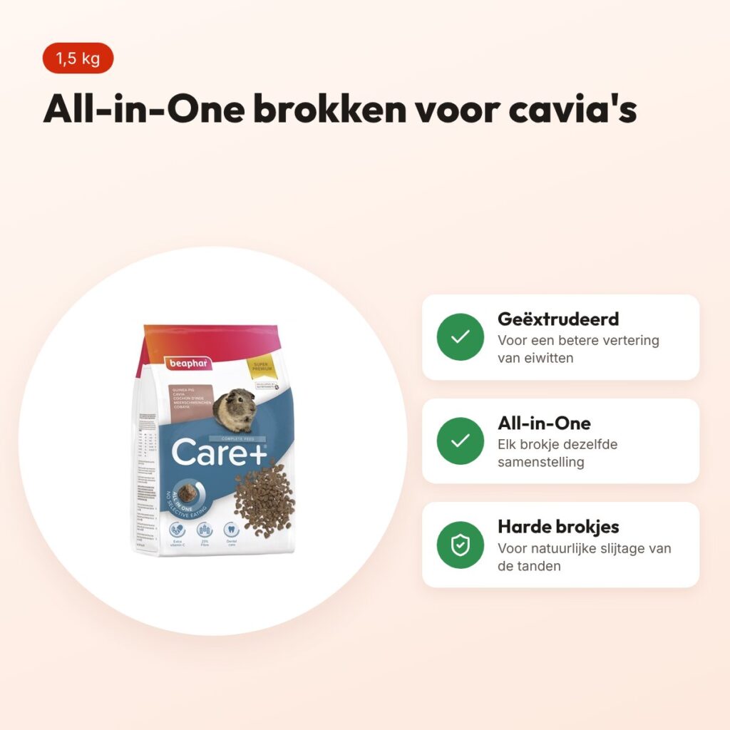 Beaphar Care+ caviavoer 1,5 kg – All-in-One brokken – voordelen