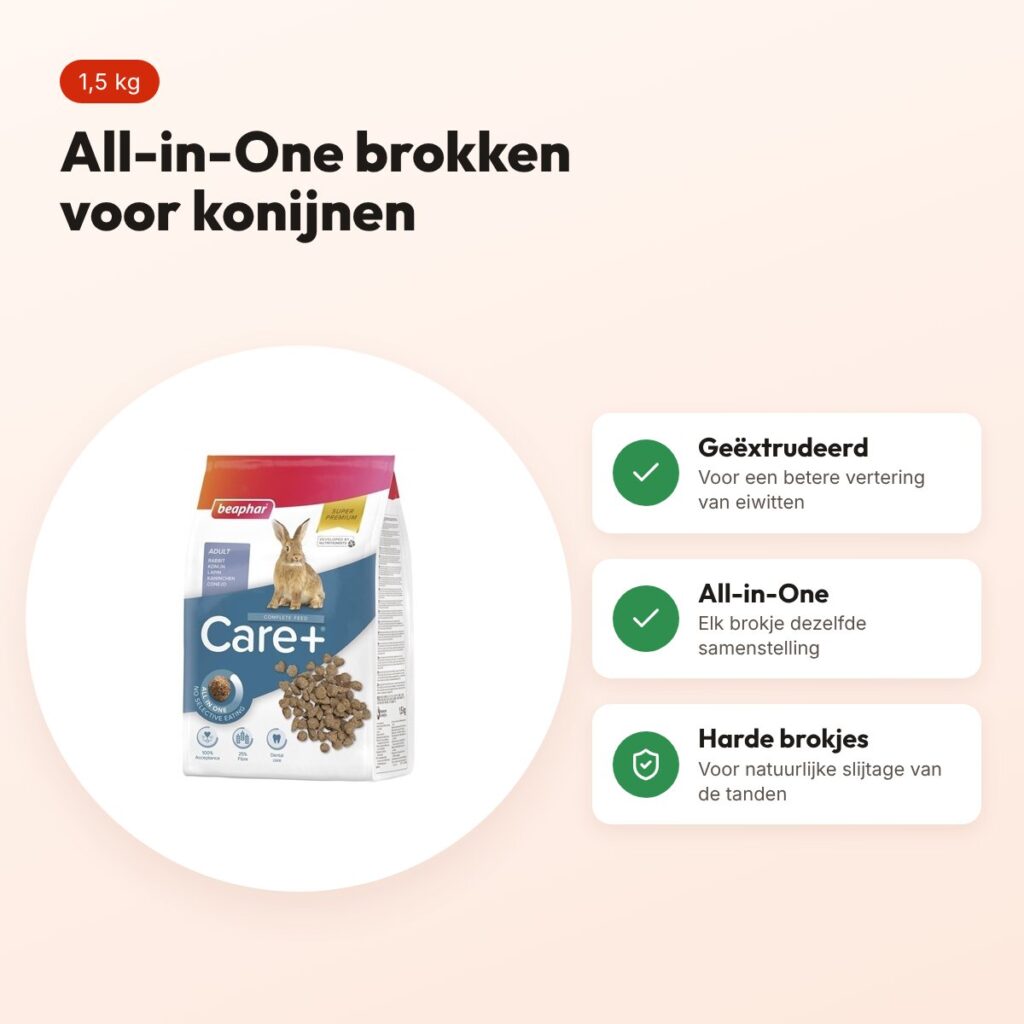 Beaphar Care+ konijnenvoer 1,5 kg – All-in-One brokken – voordelen