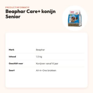 Beaphar Care+ konijnenvoer Senior 1,5 kg – vanaf 6 jaar – productinformatie