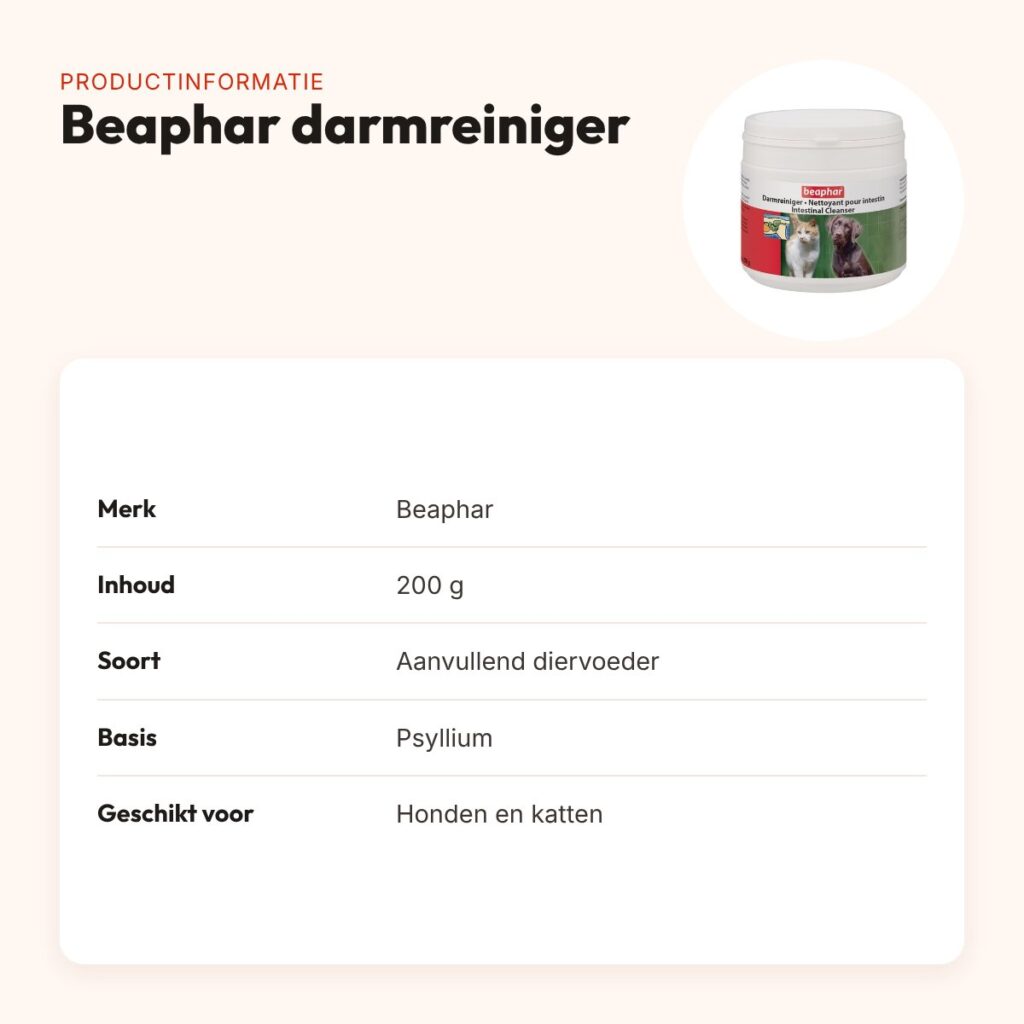 Beaphar darmreiniger hond en kat 200 g – met psyllium – productinformatie