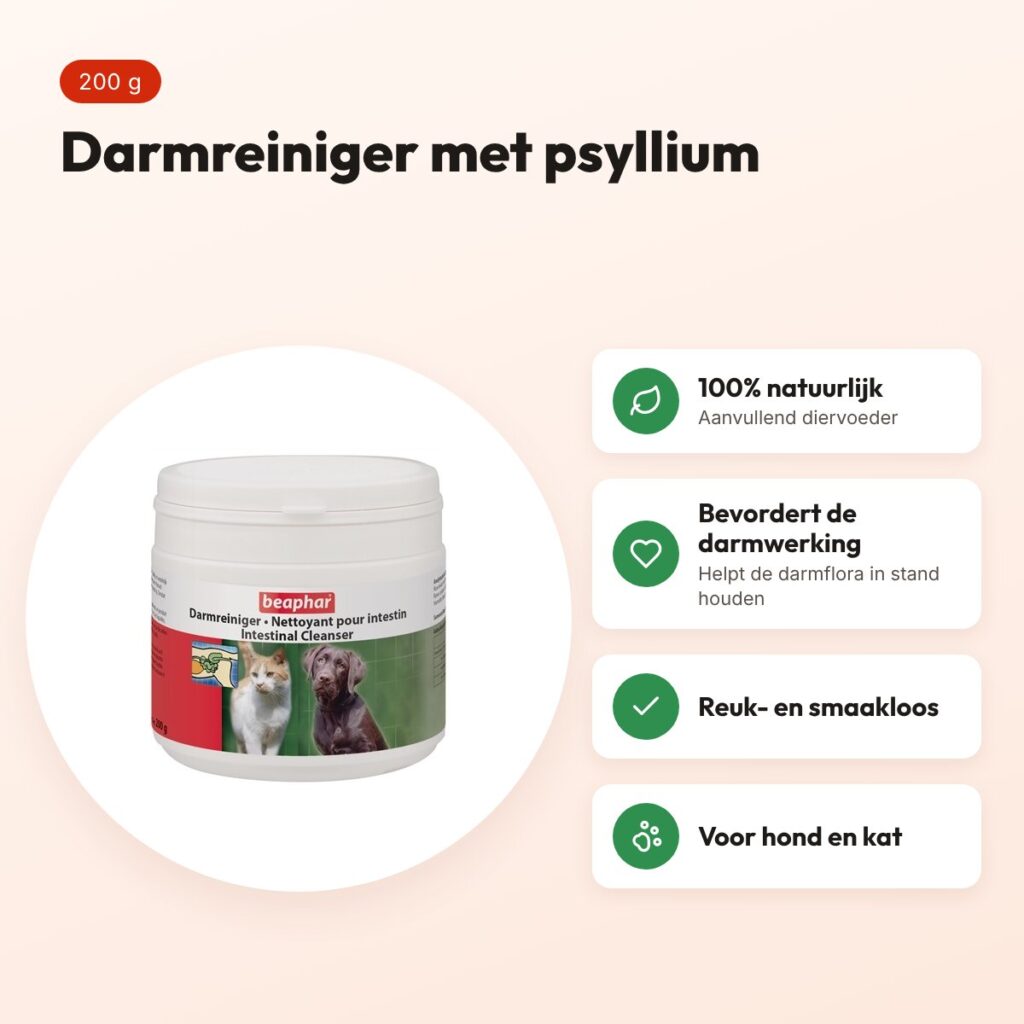 Beaphar darmreiniger hond en kat 200 g – met psyllium – voordelen