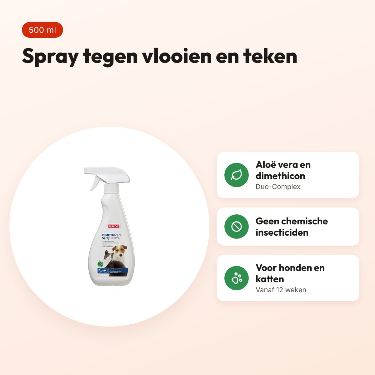 Beaphar Dimethicare spray hond en kat tegen vlooien en teken 500 ml – voordelen