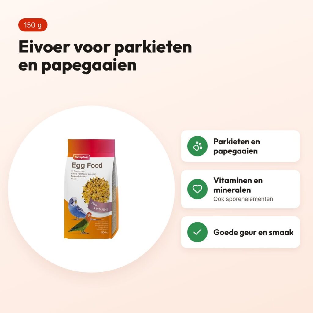 Beaphar Ei-Krachtvoer parkieten en papegaaien 150 g – eivoer – voordelen
