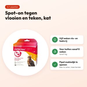 Beaphar Fiprotec kat 3+1 pipetten – tegen vlooien en teken, vanaf 1 kg – voordelen
