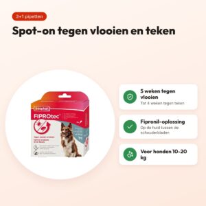 Beaphar Fiprotec spot-on hond 10-20 kg – vlooien en teken, 3+1 pipetten – voordelen