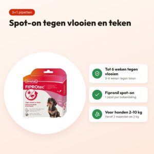 Beaphar Fiprotec spot-on hond 2-10 kg – vlooien en teken, 3+1 pipetten – voordelen