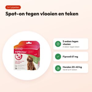 Beaphar Fiprotec spot-on hond 20-40 kg – vlooien en teken, 3+1 pipetten – voordelen