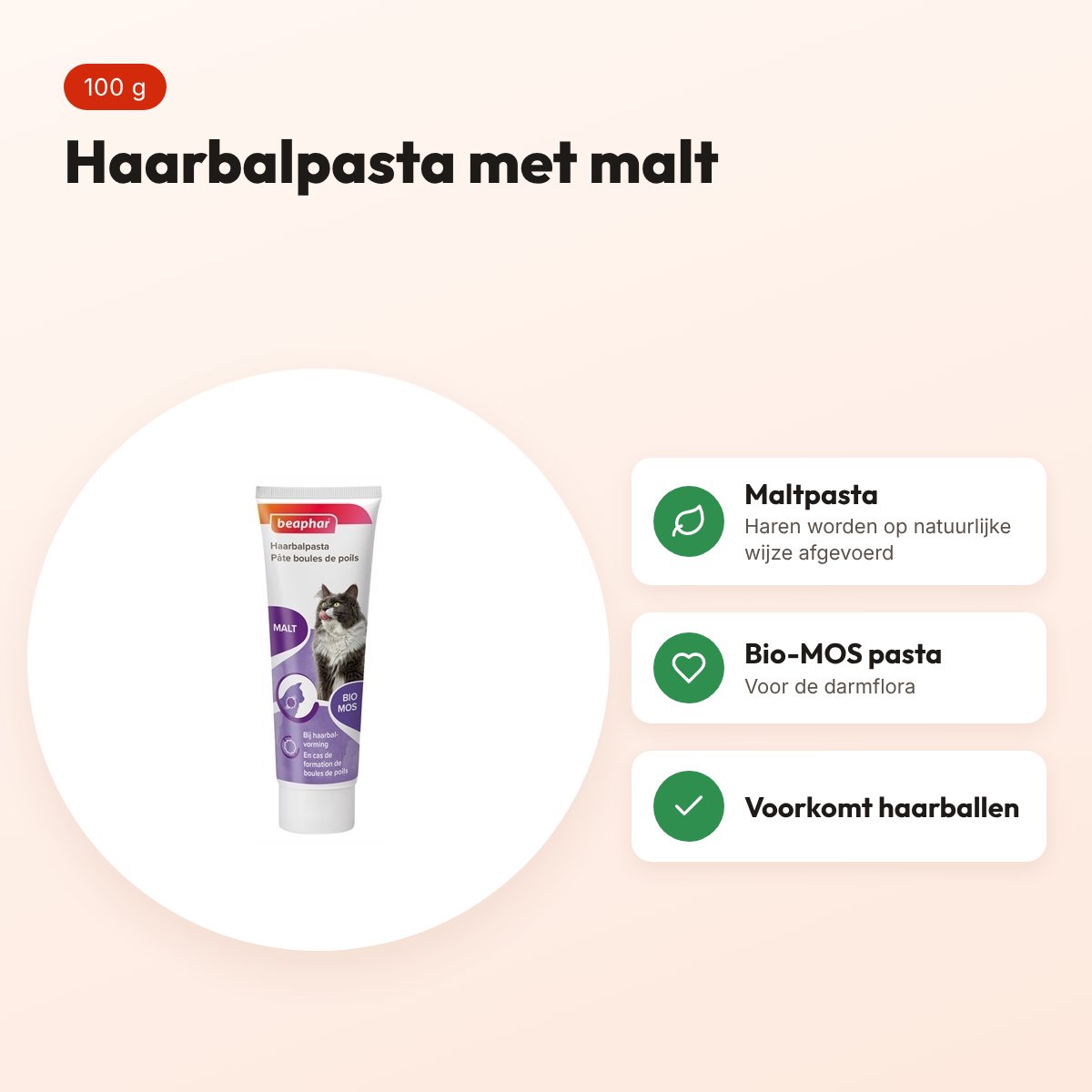 Beaphar haarbalpasta met malt Duo-Active 100 g – voordelen