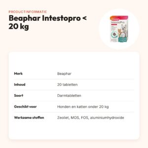 Beaphar Intestopro tabletten kat en hond minder dan 20 kg – 20 tabletten – productinformatie
