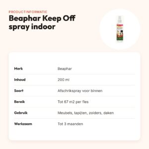 Beaphar Keep Off spray indoor 200 ml – afschrikmiddel voor binnenshuis – productinformatie