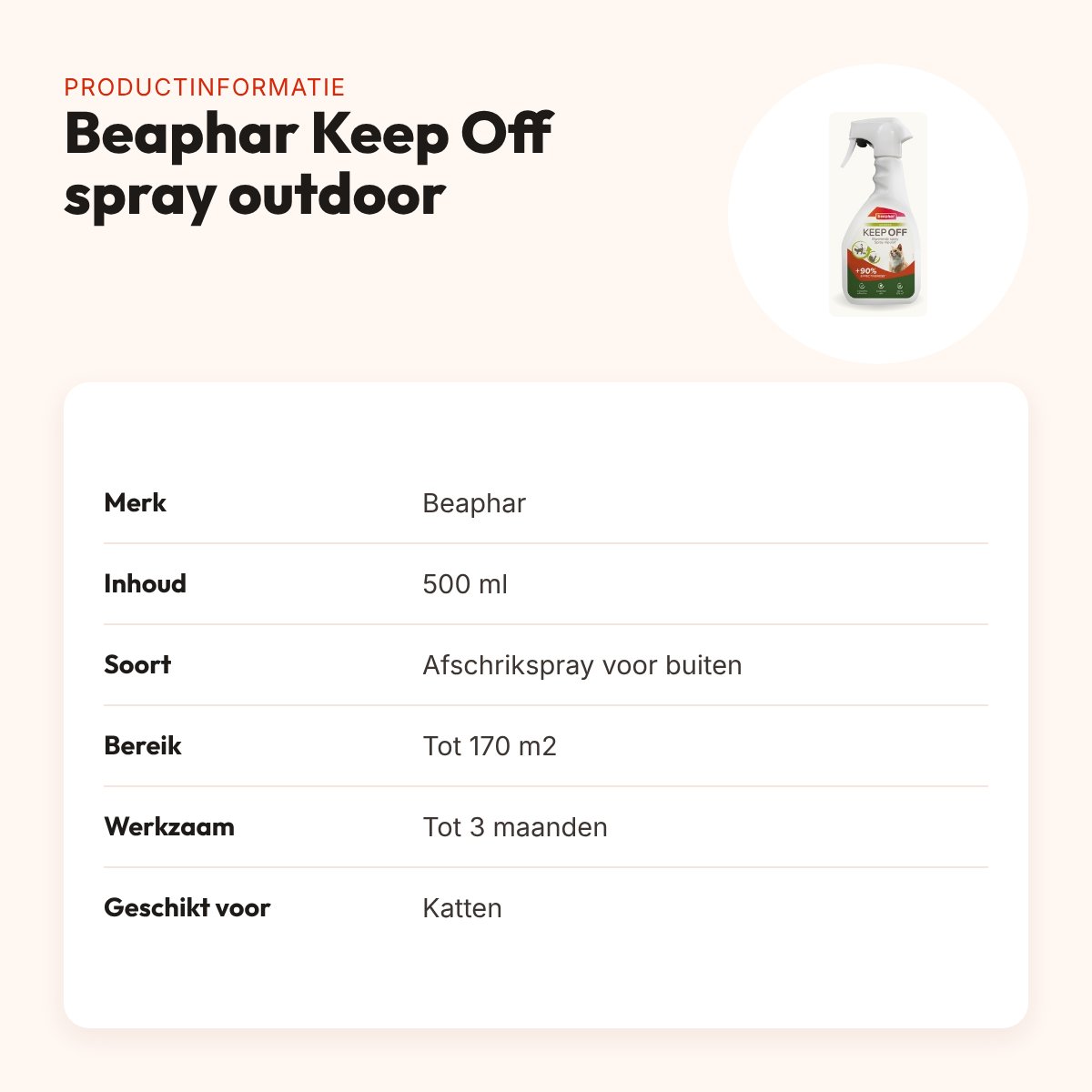 Beaphar Keep Off spray outdoor 500 ml – kattenafschrikmiddel voor buiten – productinformatie