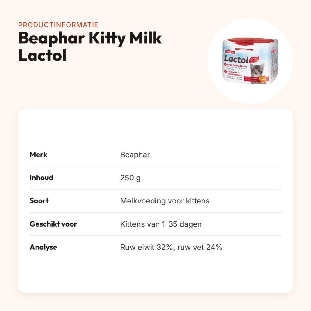 Beaphar Kitty Milk Lactol 250 g – melkvoeding voor kittens van 1-35 dagen – productinformatie