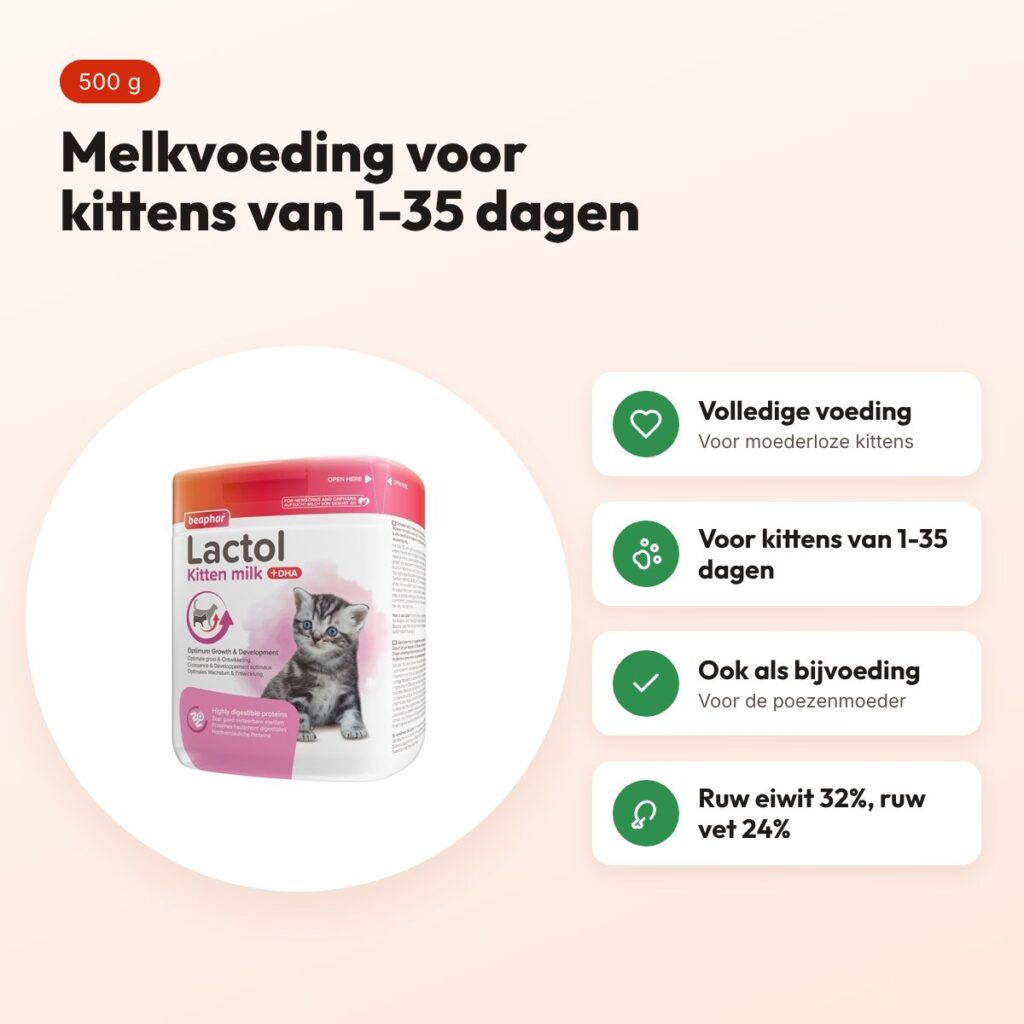 Beaphar Kitty Milk Lactol 500 g – melkvoeding voor kittens van 1-35 dagen – voordelen