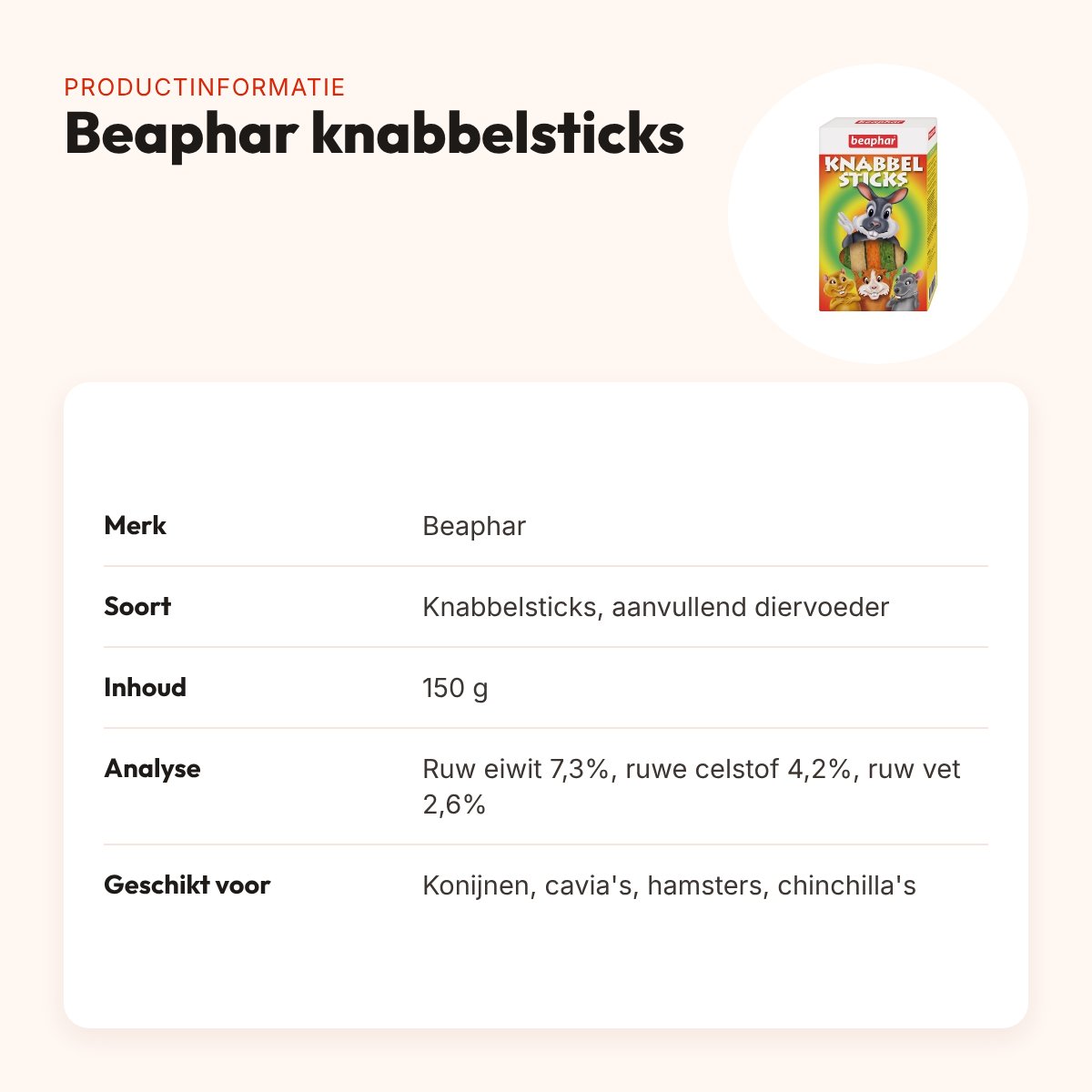 Beaphar knabbelsticks voor knaagdieren 150 g – productinformatie
