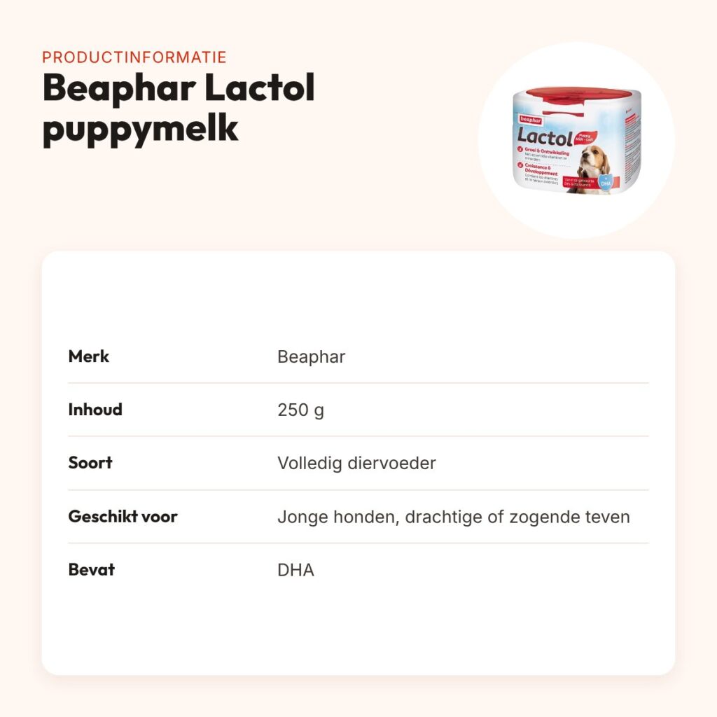 Beaphar Lactol puppymelk 250 g – met DHA, voor moederloze pups – productinformatie