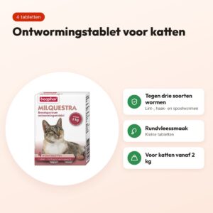 Beaphar Milquestra kat ontwormingsmiddel 4 tabletten – vanaf 2 kg – voordelen
