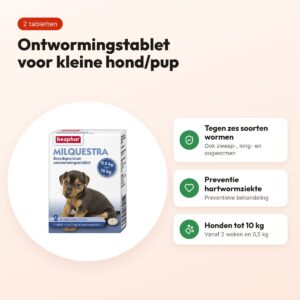 Beaphar Milquestra ontwormingstabletten kleine hond/pup tot 10 kg – 2 stuks – voordelen