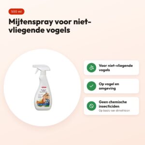 Beaphar Mite Blocker Combi 500 ml – mijtenspray voor niet-vliegende vogels – voordelen