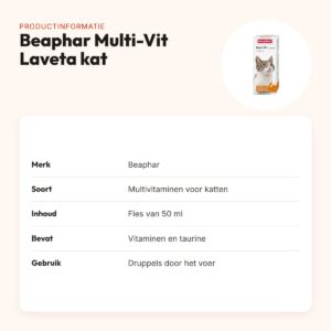 Beaphar Multi-Vit Laveta kat met taurine 50 ml – productinformatie