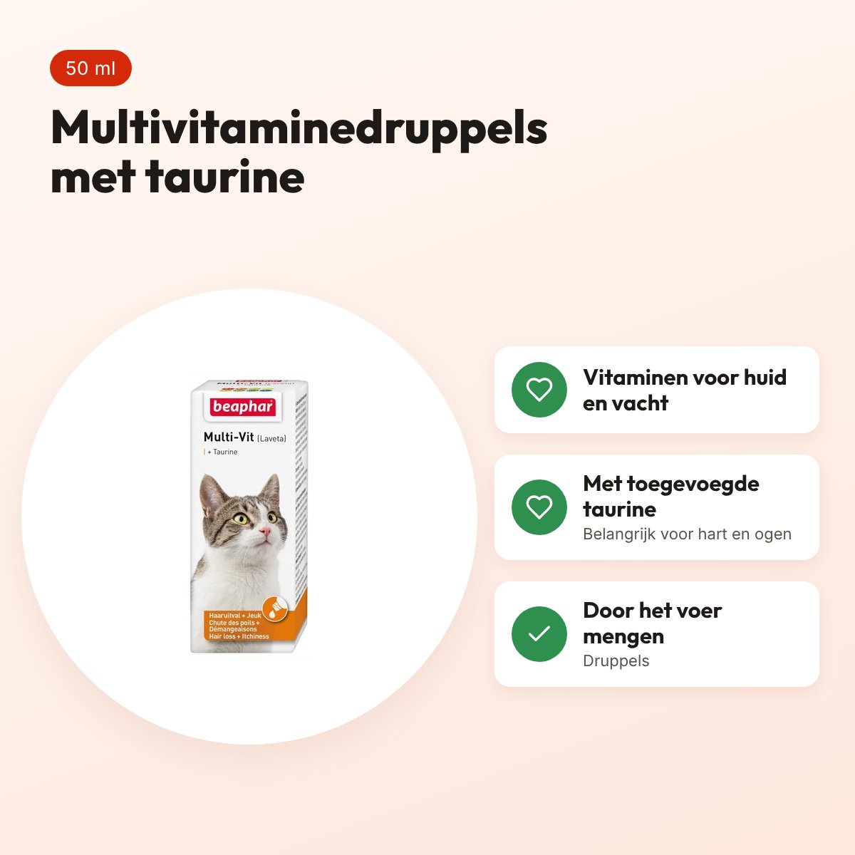 Beaphar Multi-Vit Laveta kat met taurine 50 ml – voordelen