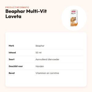 Beaphar Multi-Vit Laveta met carnitine hond 50 ml – productinformatie