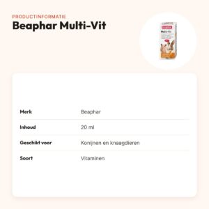 Beaphar Multi-Vit voor konijnen en knaagdieren 20 ml – 11 vitaminen – productinformatie
