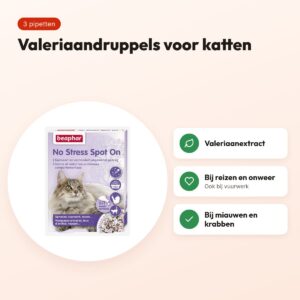 Beaphar No Stress spot-on kat 3 pipetten – druppels met valeriaanextract – voordelen