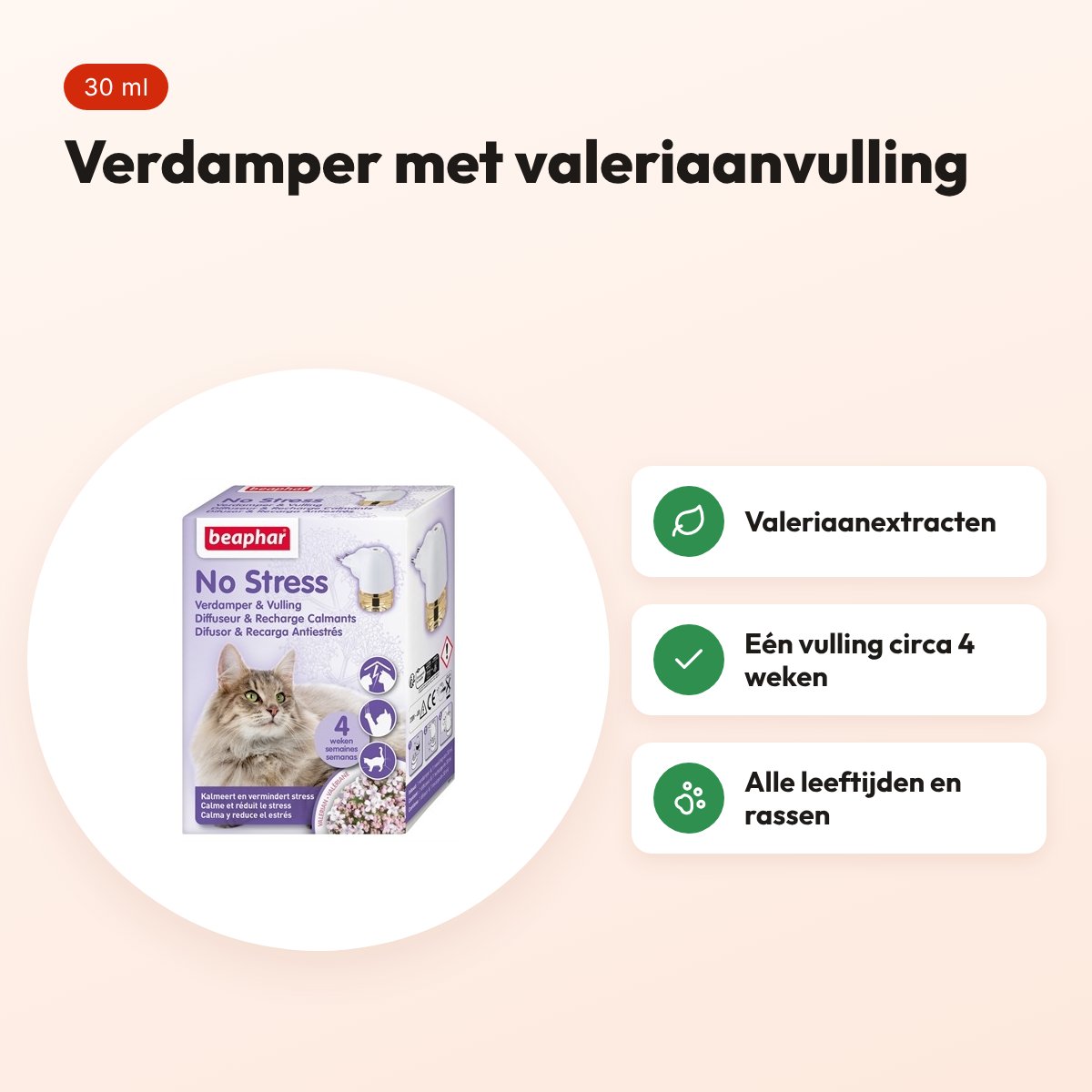 Beaphar No Stress verdamper kat met vulling 30 ml – voordelen